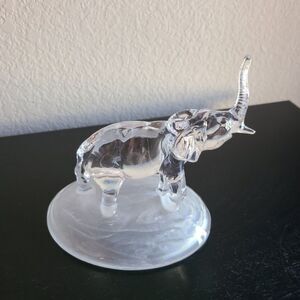 Cristal D’Arques Lead Crystal Elephant Figurine Trunk Up 6” France Glass Statue